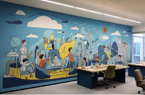 资源办公室墙绘的特点。