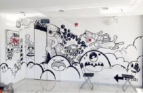 资源手绘墙并非传统涂鸦。